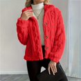 thumbnail image 2 of Breezora Women's Reversible Fleece Coat Winter Warm Stand Collar Button Down Twisted Design Jacket XS Size Red, 2 of 9