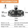 thumbnail image 6 of DingLiLighting 26" Farmhouse Ceiling Fan with 6 Lights Industrial Cage Ceiling Fan with Remote Indoor Outdoor Ceiling Fan Matte Black Flush Mount Ceiling Fan Lights for Living Room Kitchen, 6 of 11
