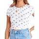 thumbnail image 1 of Camisa ajustada con cuello redondo y estampado floral para mujer, camisa ajustada lateral con cordón, camisa de Color puro para verano, 1 of 6