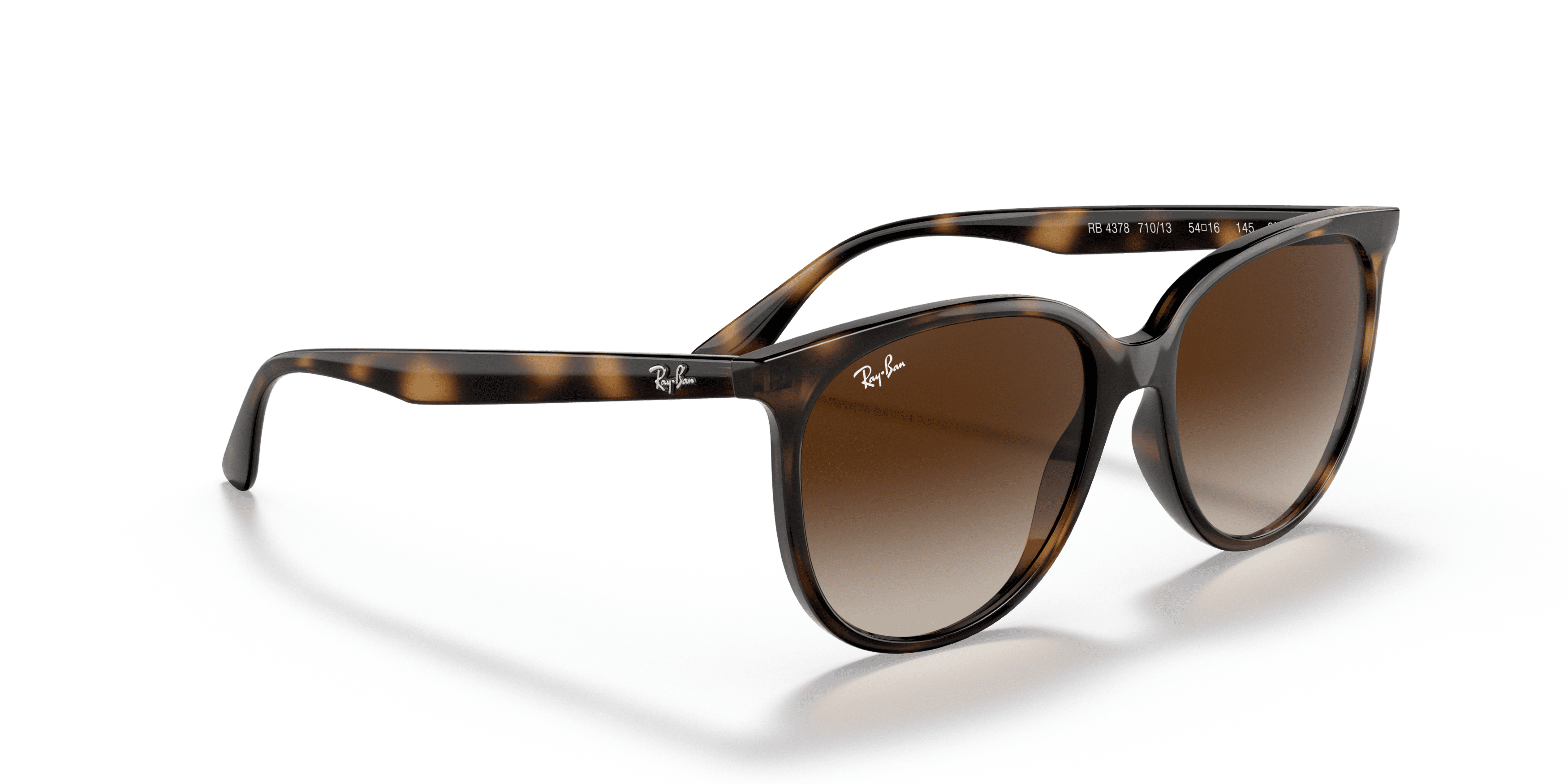 Ray-Ban Square Sunglasses for Women, Polished Havana Frames with Gradient Brown Lenses, Size 54