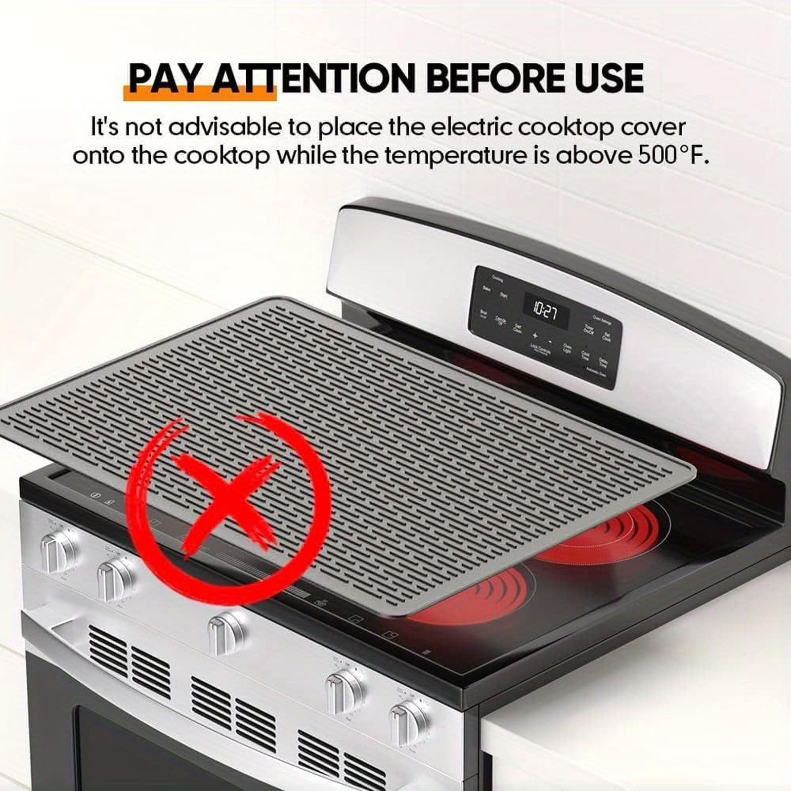 Bbq Mat & Fire Mat Silicone Stove Cover Electric Cooktop Protector Kitchen Draining Mat Black - 71X50Cm
