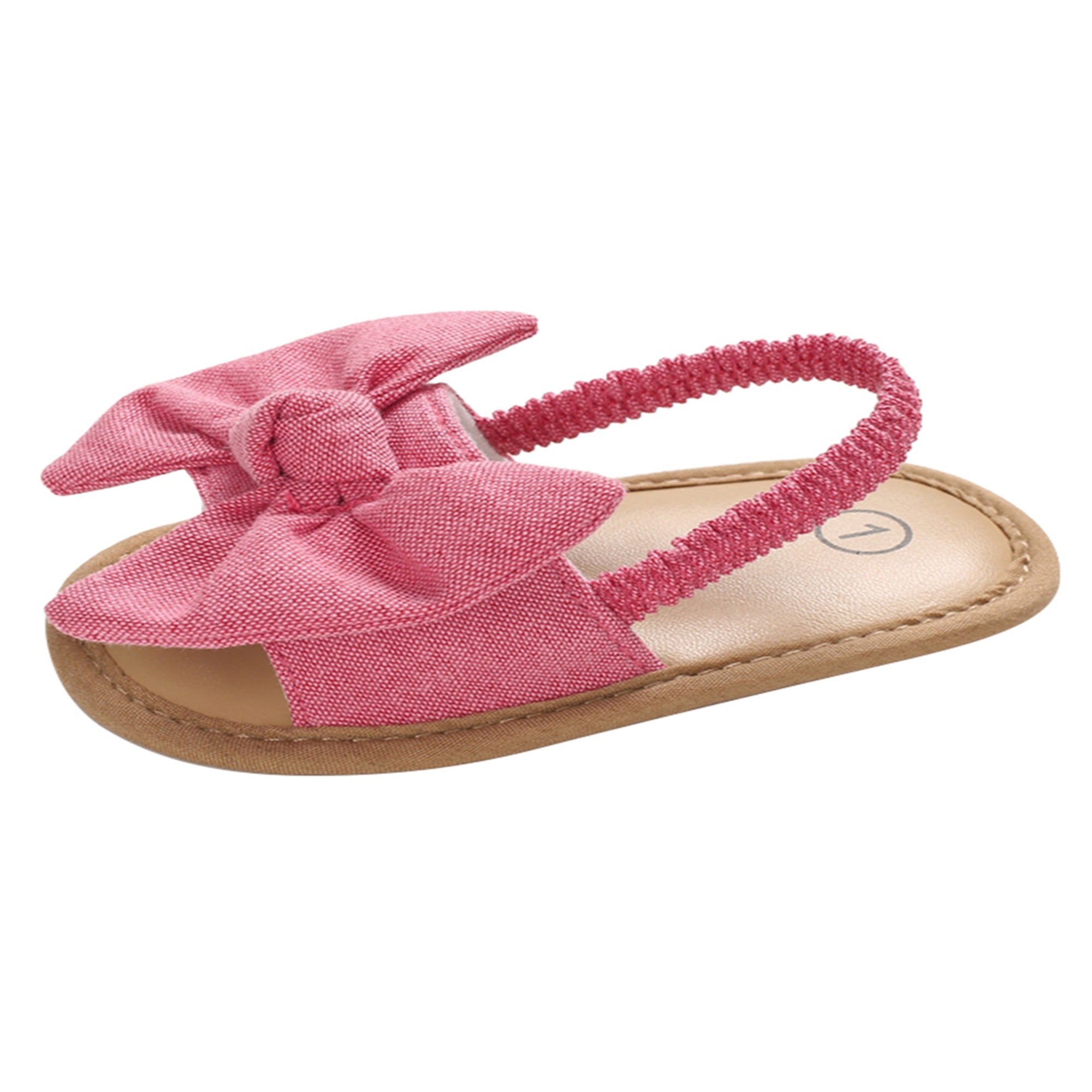 Binwwede Summer Baby Girls Sandals Big Bowknot Slides with Elastic Back