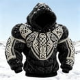 thumbnail image 2 of Men's Fuzzy Sherpa Pullover Hoodie 3D Printed Long Sleeve Sport Pocket Military Hoodies Winter Gym Hooded Sweatshirts Black S, 2 of 5
