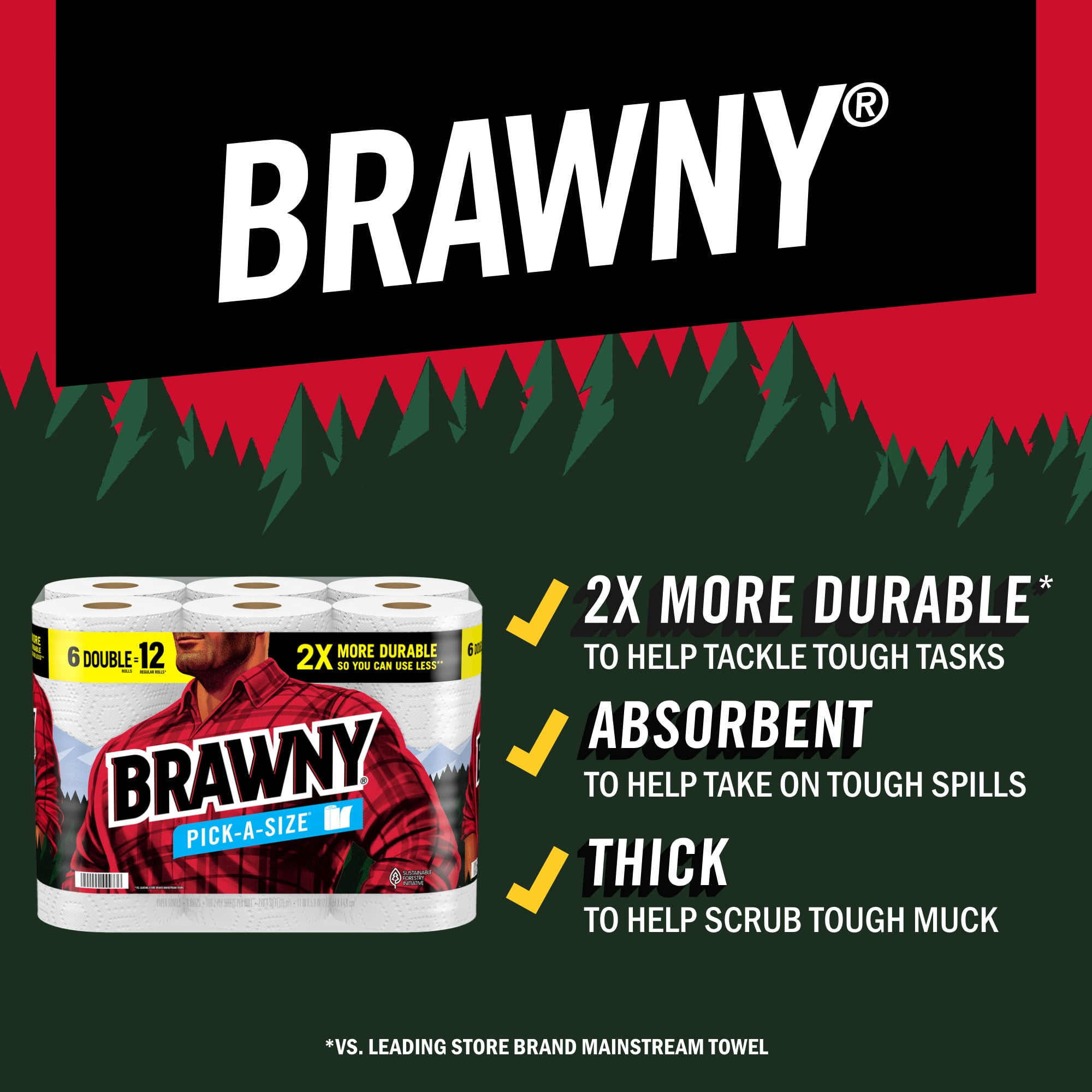 Brawny Pick-a-Size Paper Towels, 6 Double Rolls - Walmart.com Brawny Pick-a-Size Paper Towels, 6 Double Rolls - Walmart.com