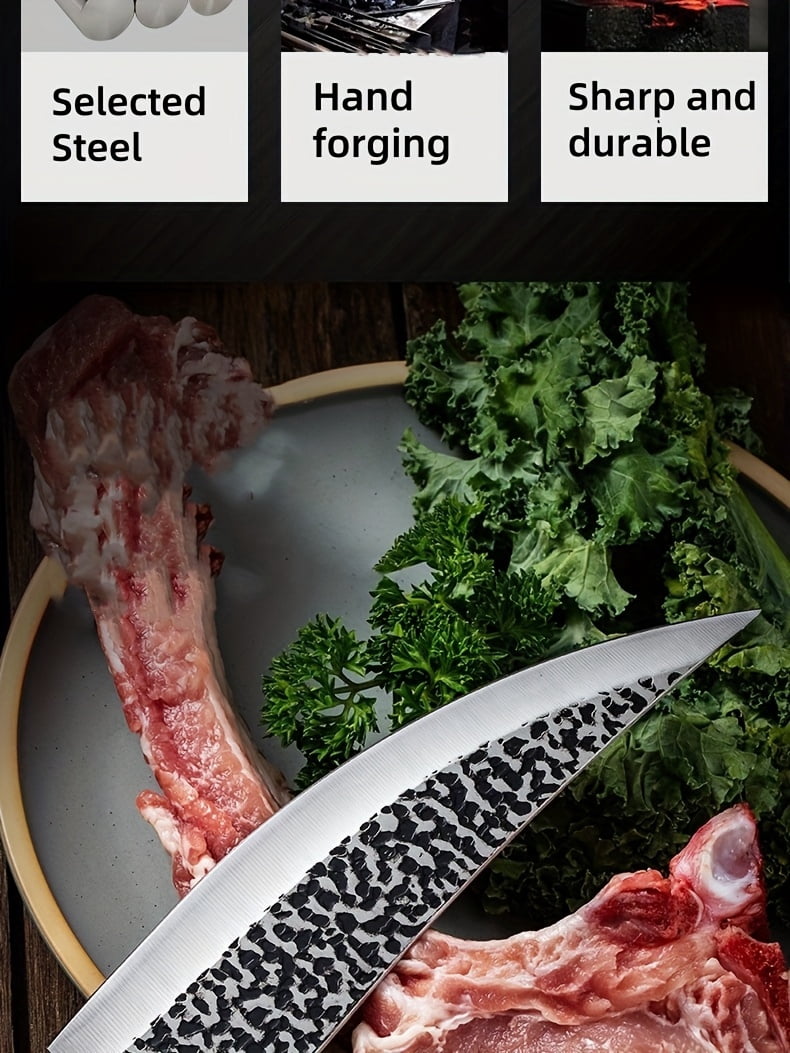 3PCS/Set Butcher Knife and Kitchen Knife Set, Professional Viking Knife Boning Knife for Meat Cutting Cooking BBQ