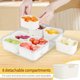 thumbnail image 3 of ENIYUU 1 bandeja grande cuadrada reutilizable de plástico para servir alimentos con cierre de pestillo - 8 mini cajas desmontables para bocadillos, ensaladas, dulces, contenedor apilable y multiusos, 3 of 7