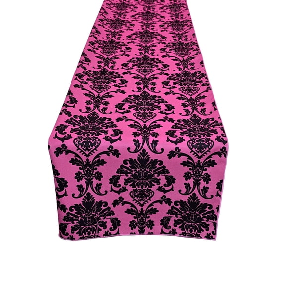 Poplin Damask Table Runner Fuchsia