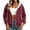 Wine, variant on Women's Polka Dot Zip Up Hoodie with Drawstring Hood and Pockets, Travel Casual Long Sleeve Fleece Sweatshirt Jacket, L