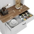 thumbnail image 4 of 71inch Tall Kitchen Pantry Cabinet with Coffee Bar and Microwave Stand Rack ,Wooden Freestanding Hutch Cabinet with Adjustable Shelves and 4 Doors&Drawer, Pantry for Kitchen, Dining Room, White, 4 of 8