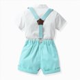 thumbnail image 3 of Farysays Baby Boy Formal Short Set Toddler Summer Gentleman Outfit Kid Short Sleeve Bowtie Shirt Suspender Shorts Suit, 3 of 4