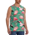 thumbnail image 2 of Fotbe Men's Tropical Flamingo Print Men's Sleeveless Muscle Tank Tops Casual T-Shirts for Gym Workout Beach-Large, 2 of 8