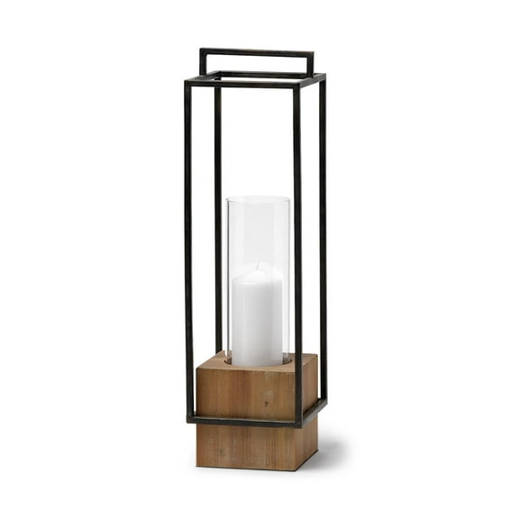 Mercana Orionis II Large Black Metal/Wood Candle Holder Lantern