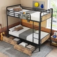 thumbnail image 3 of Hijob Twin over Twin Size Bunk Bed (Convertible into 2 Seperate Beds) with 2 Storage Drawers and USB Charging Station, Metal ,Vintage Brown, 3 of 12