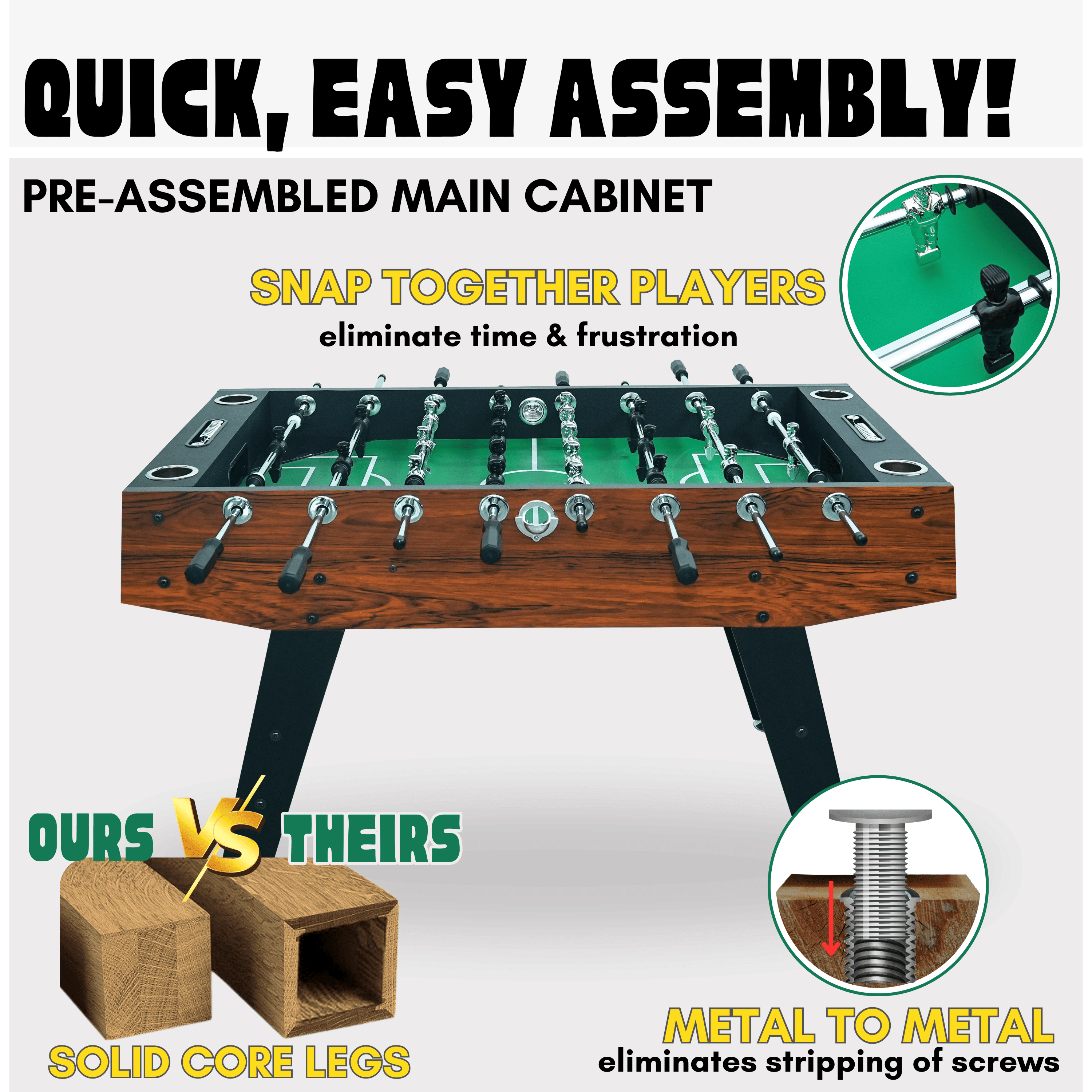 Freetime Fun Foosball Table Adult Size 56" for Game Room, Full Size Easy Assembly Soccer Foosball Table  - SKU RF4300