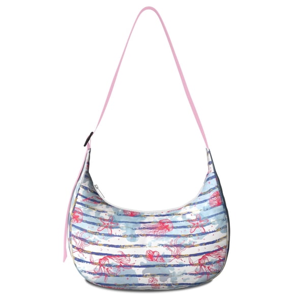 Sac Bandoulière Nautique Tropical Jellyfish avec Courroie Ajustable, Mignon Sac d'Épaule Côtier sous-Marin à Motif de Vie Marine, Sac Ravioli Léger en Nylon pour Voyage et Plage