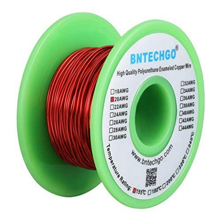 BNTECHGO 20 AWG Magnet Wire - Enameled Copper Wire - Enameled Magnet  Winding Wire - 4 oz - 0.0315 Diameter 1 Spool Coil Red Temperature Rating  155