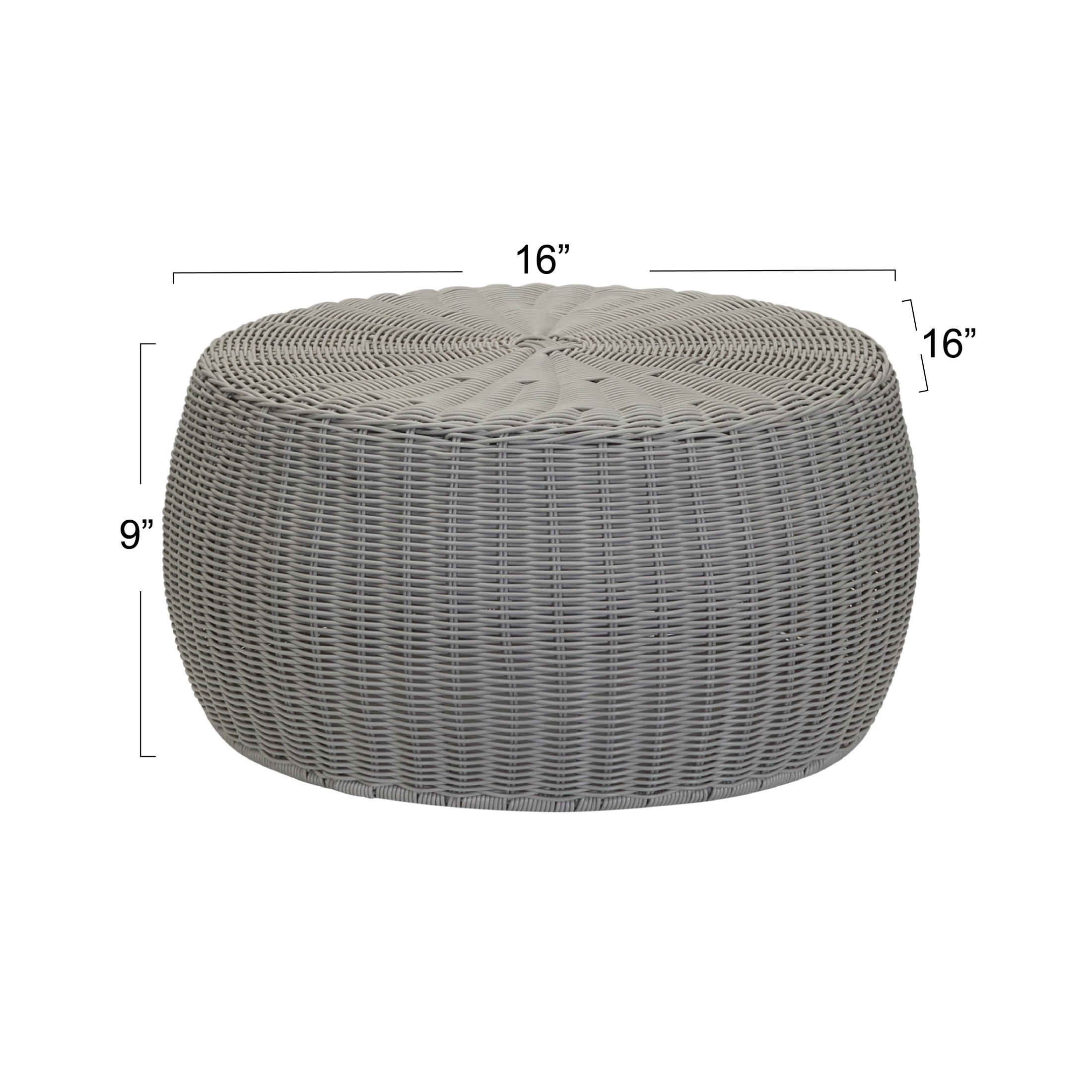 Household Essentials Handwoven Resin Storage Stool Ottoman, Gray