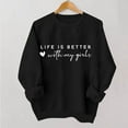 thumbnail image 2 of Valentine's Sweatshirts for Women Love Letter Heart Printed Pullover Tops Crew Neck Long Sleeve Shirts Lightweight Loose Tees Casual Trendy Outfits Couple Hoodies Clothes Lover Gift Black XL, 2 of 6