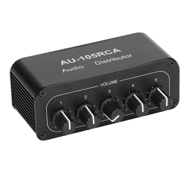 Bi Directional Audio Switcher, Mini Size 5 Way Audio Switch Splitter ABS Aluminum Alloy High Fidelity for Bass for DVD