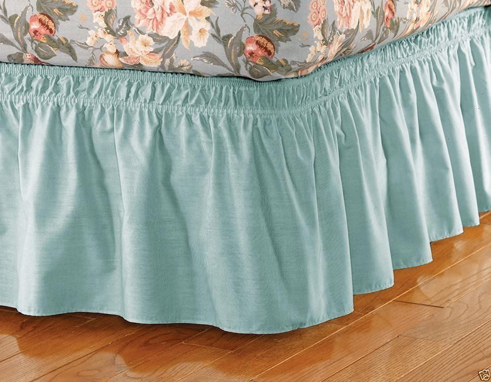 KING SIZE 14"  BRAND NEW BED SKIRT GREEN COLOR  QUEEN WRAP AROUND BED RUFFLE 