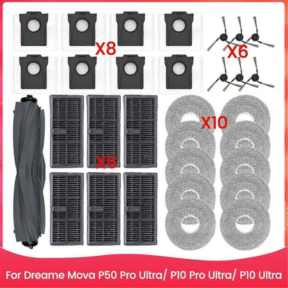 For Dreame Mova P50 Pro Ultra/ P10 Pro Ultra/ P10 Ultra Vacuum Spare Parts Brush Hepa Filter Mop Clo