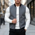thumbnail image 4 of Riecok Mens Fleece Vests for Outdoors Sleeveless Stand Collar Zip up Jackets Thermal Solid Warm Casual Outerwear with Pockets Dark Gray 5XL, 4 of 8