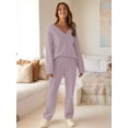 thumbnail image 6 of Women'S Lounge Sets Fall Fashion 2 Piece Outfits Sweater Pajama Set Fuzzy Loungewear Matching Winter Clothes Light Purple M, 6 of 9