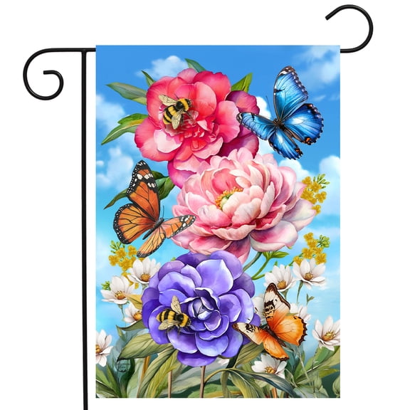 Briarwood Lane Spring Garden Flag 12x18 For Outdoor Butterflies and Peonies For Spring Garden Flag Flags For Outside