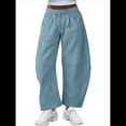 thumbnail image 3 of Pantalones Deportivos para Mujer con Cintura Elástica, Pierna y Cordón Ajustable, Estilo Palazzo Informal con Bolsillos. Azul M, 3 of 6