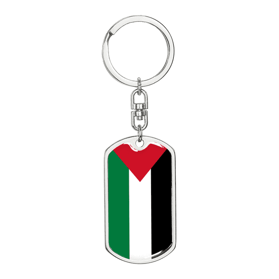 Palestine Flag Swivel Keychain Dog Tag Stainless Steel or 18k Gold