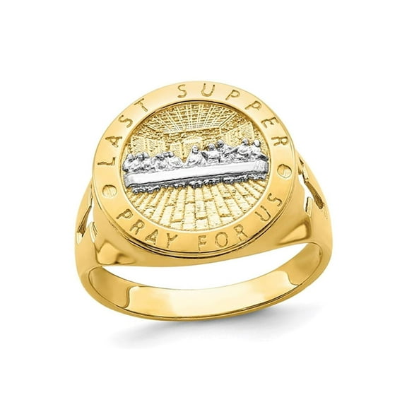 Mens 14K Yellow Gold Last Supper Ring