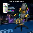 thumbnail image 4 of HOFFREE Led Gaming Chair Massage with Speakers Big and Tall Video Game Chair with Footrest for 400lbs Reclining High Back Computer Desk Chair Yellow and Black, 4 of 7