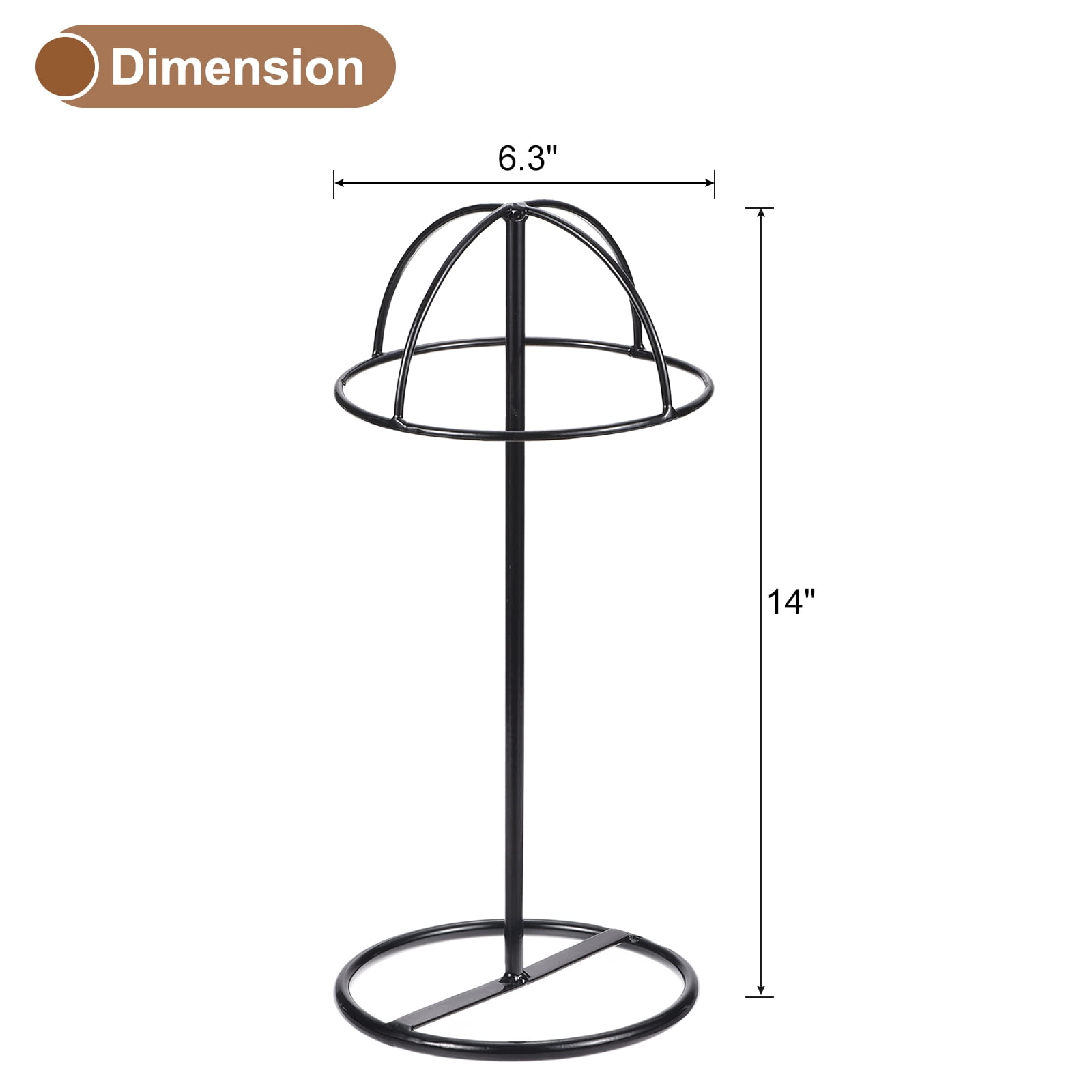 Unique Bargains Metal Hat Display Stand Holder Fedora 14.17" x 6.30" x 0.63" Black