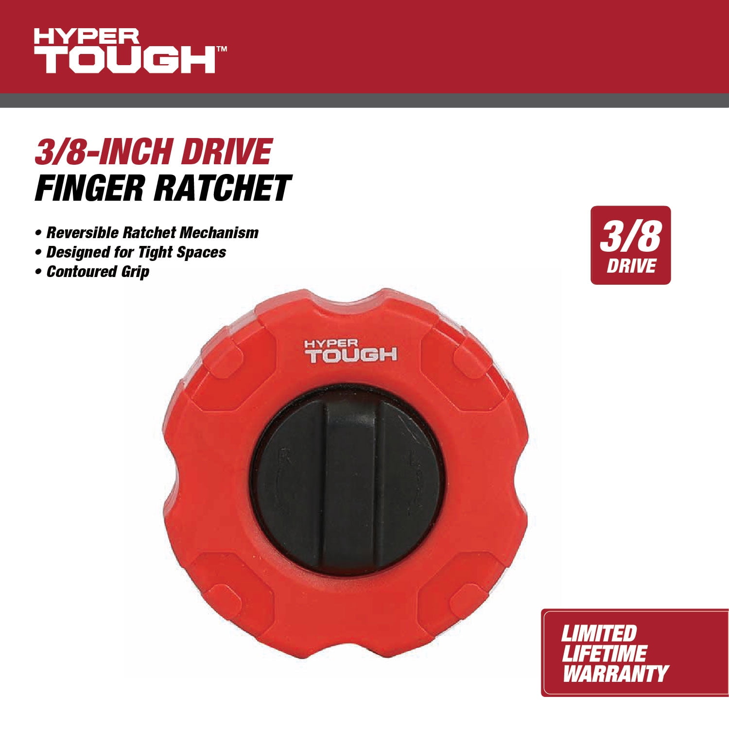 Hyper Tough 3/8-inch Finger Ratchet, Reversible Drive