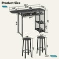thumbnail image 2 of Bestier 3 Piece Bar Table Counter Height Pub Kitchen Dining Table Set in Black Marble, 2 of 7