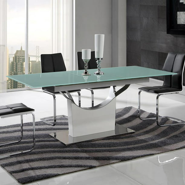 Global Furniture Frosted Glass Top Dining Table in White - Walmart.com