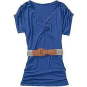 Susie Rose Juniors' Plus V-Neck Dolman Top with Belt