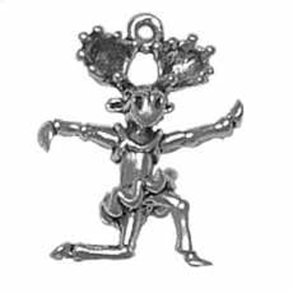 Sterling Silver 18" .8mm 3D Large Dancing Moose Ballerina In Tutu Pendant Necklace