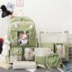 thumbnail image 3 of 5Pcs Kawaii Backpack Casual Bags Cute Aesthetic Backpacks with Tote Handbag Pencil Pen Case Pouch,with Cute Bear Pendant Pins (Green), 3 of 3