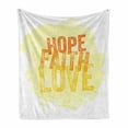 thumbnail image 1 of Hope Soft Flannel Fleece Throw Blanket, Inspirational Hope Faith Love Words with Grunge Letters, Cozy Plush for Indoor and Outdoor Use, 70" x 90", Pale Yellow Orange, by Ambesonne, 1 of 6