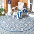 thumbnail image 2 of SAFAVIEH Beach House Lennox Damask Indoor/Outdoor Area Rug Cream/Blue, 6'7" x 6'7" Round, 2 of 9
