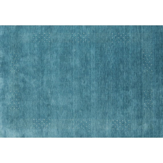 Ahgly Company Machine Washable Indoor Rectangle Contemporary Blue Ivy Blue Area Rugs, 2' x 4'