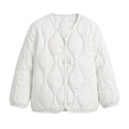 thumbnail image 2 of BXJX Girls Quilted Jackets, Button Down Long Sleeve Warm Lightweight Outerwear with Pockets White Size 1-2 T, 2 of 6