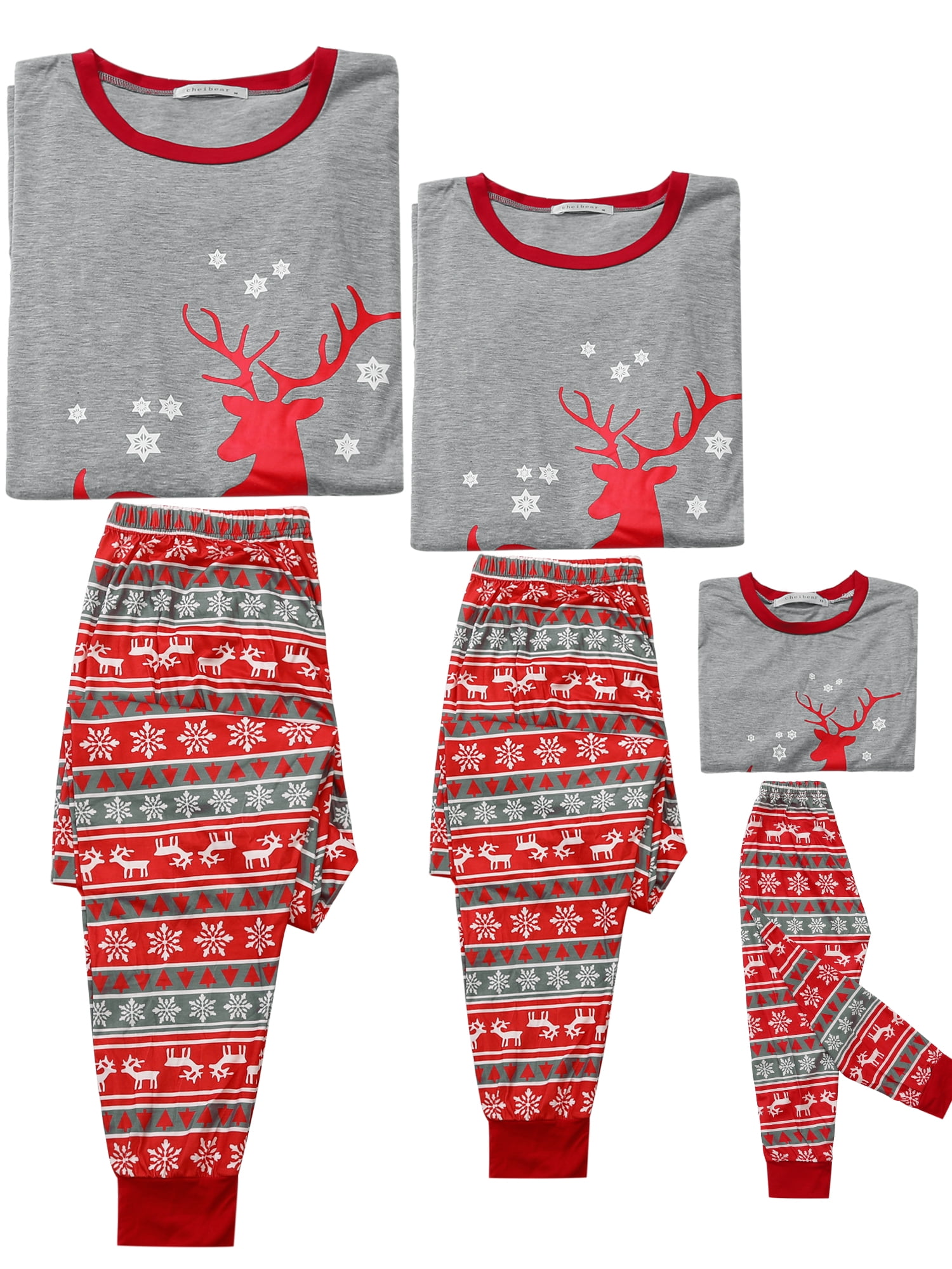 Unique Bargains Christmas Deer Print Long Sleeve Tee with Pants Lounge Family Pajama Sets M Big Boys