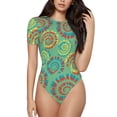 thumbnail image 1 of Balery Colourful Tie Dye Body de cuello redondo de manga corta para mujer Tops de manga corta Tops básicos-Medium, 1 of 7