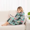 thumbnail image 4 of Bichon Dog Blue Florals Blanket Hoodies for Kids 6-13YR Oversize Wearable Blanket Hoodies for Boys Girls Teens, 4 of 7