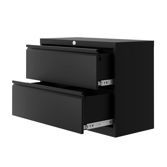 Garvee Office Storage Cabinet, 2 Drawer Heavy Duty File Cabinet wiht Lock for Letter/Legal Size Documents, Black