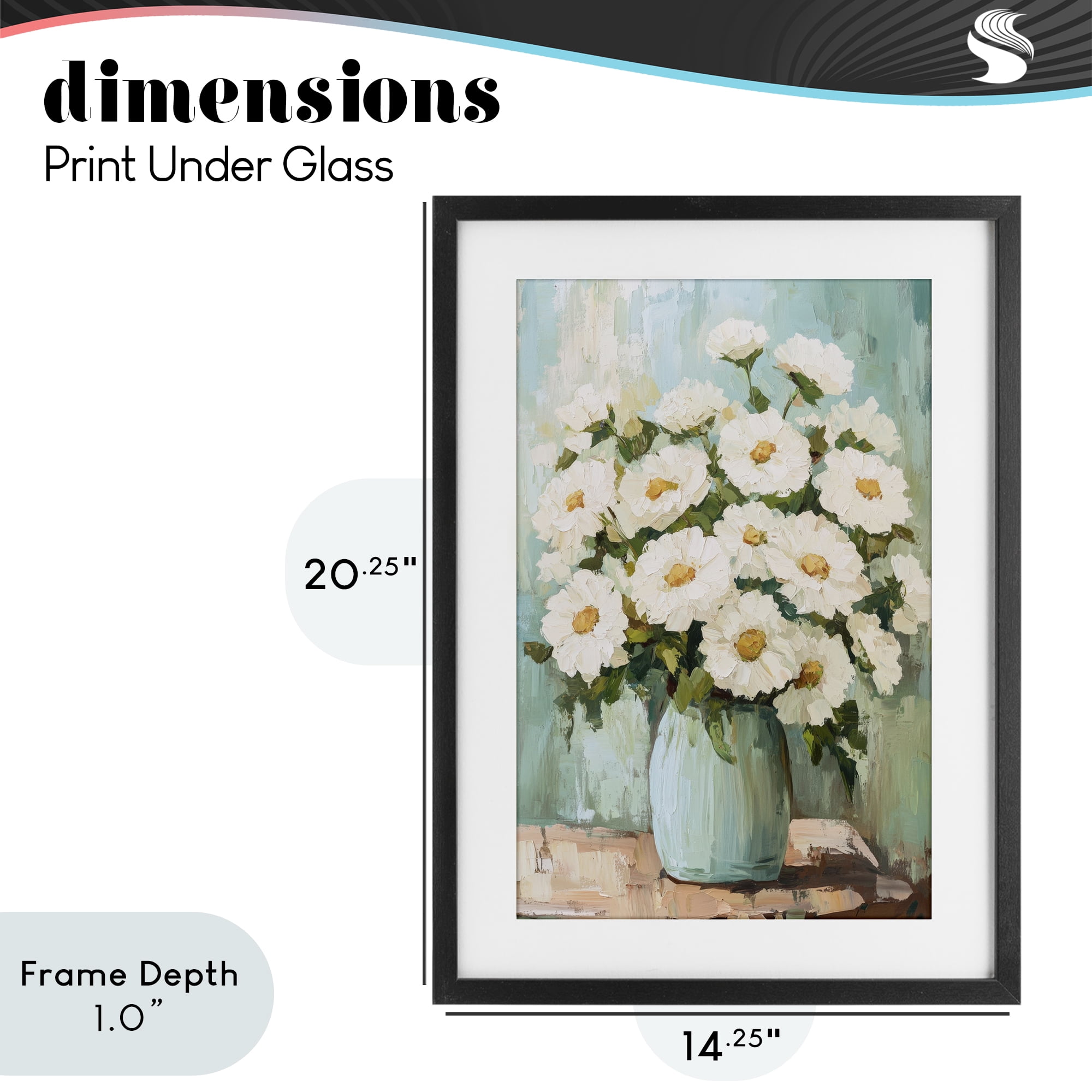 Stupell Industries Cozy Arrangement of White Blooms Black Framed Print Under Glass, design by Petal Prints Design