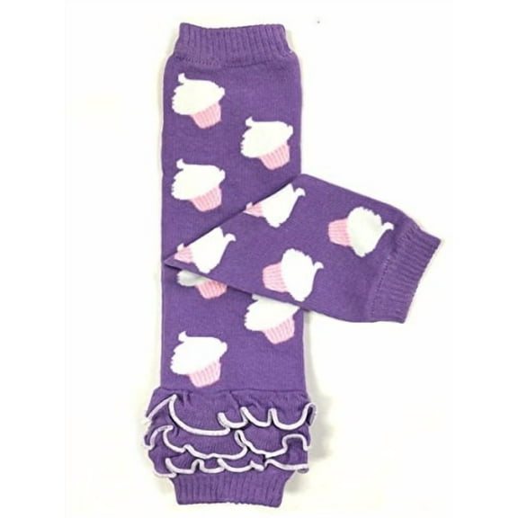 ALLYDREW Funky Prints & Patterns Baby Leg Warmer & Toddler Leg Warmer for Boys & Girls, Purple Ruffle Cupcakes