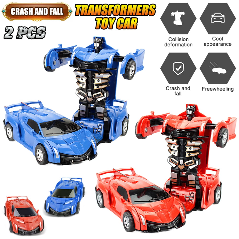 Amerteer 2 Pack Robot Car Toy 2 in 1 Deformation Car Transforming Robot